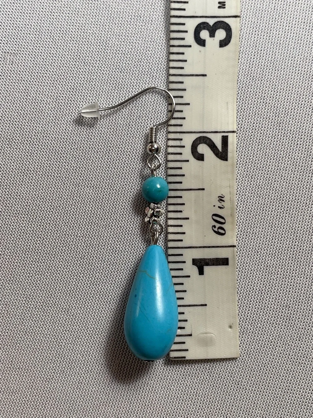 Turquoise Water Drop Shape Dangle Earrings - Picture 11 of 12